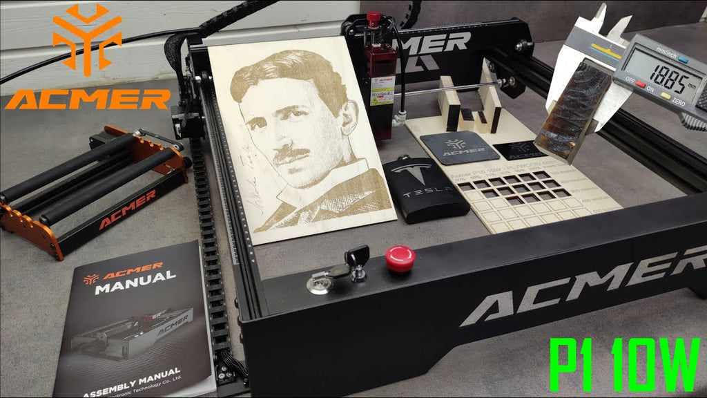 ACMER P1 10W Laser Engraver , Assembly and Test, Easily Cuts 19 mm Spruce Wood