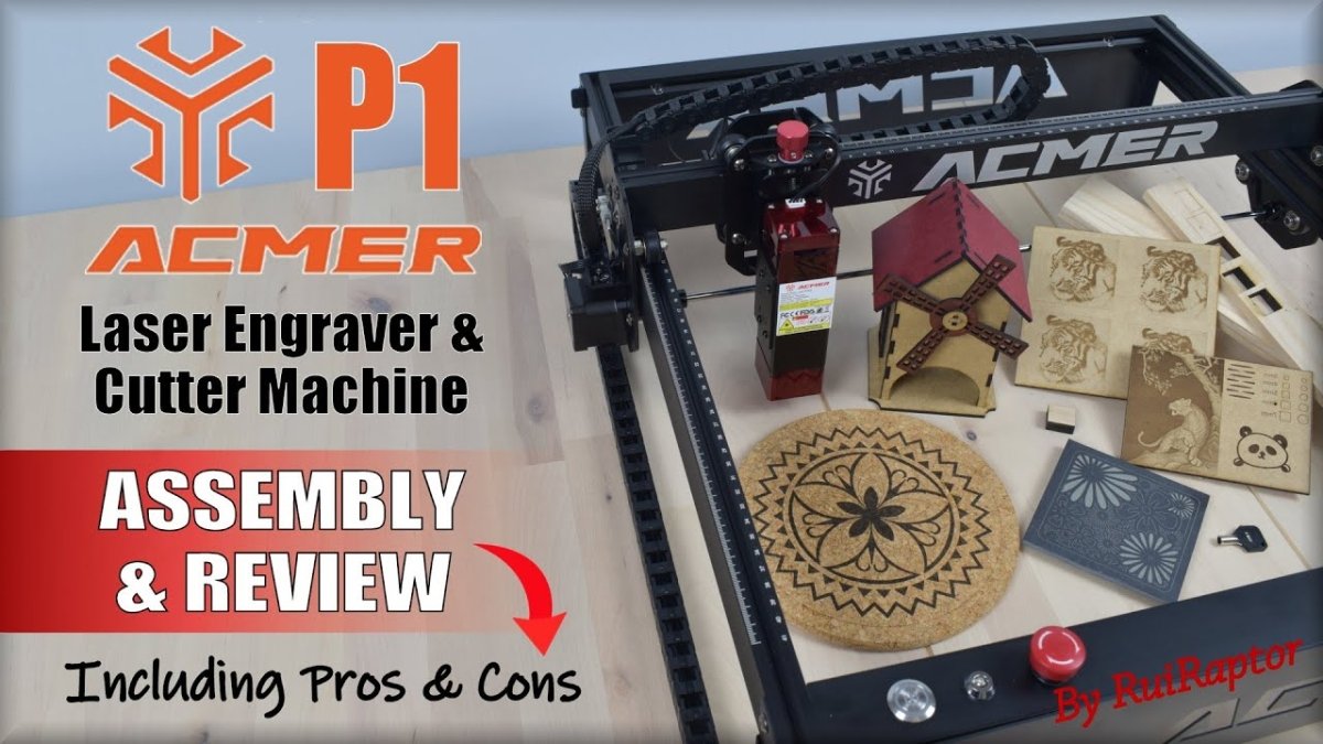 ACMER P1 (10W Laser Engraver & Cutter) - Assembly + FULL REVIEW (Includes Tests on 15mm THICK WOOD) - ACMER