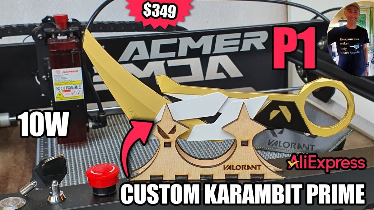 Acmer P1 10W Laser Engraver / Cutter Review: Karambit Prime toy knife customization - ACMER