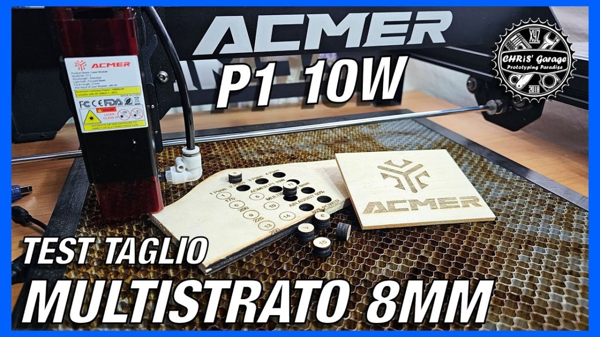 ACMER P1 10W - Test taglio Multistrato 8mm - ACMER