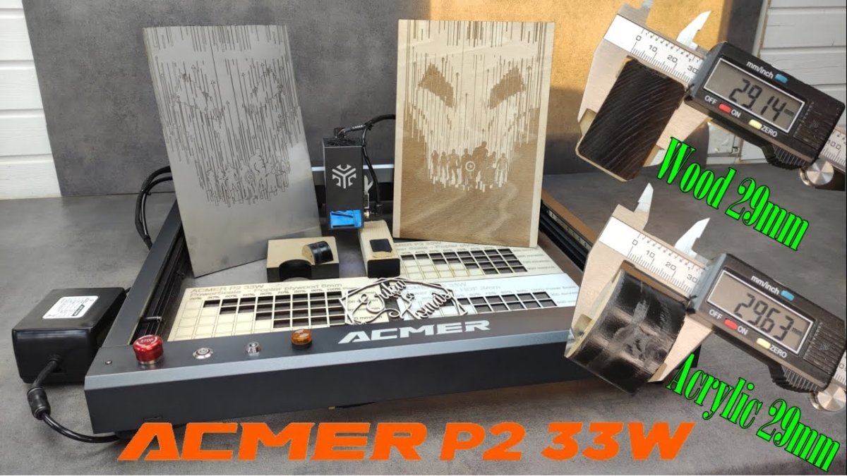 High Precision ACMER P2 33W with Ultra-silent Auto Air Assist. Cut 29mm wood and acrylic like butter - ACMER