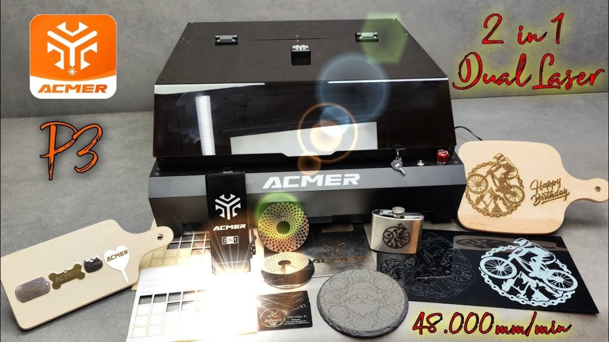 World's First Enclosed Dual Laser Engraver ACMER P3 ,10W+2W IR Dual-Laser : Unleash Your Creativity - ACMER