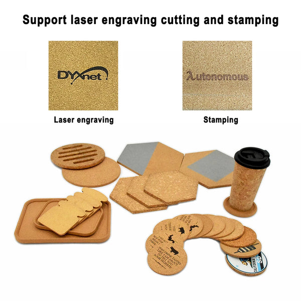 10PCS Laser Engraving Natural Cork Coasters 10cm Round Wooden Coasters