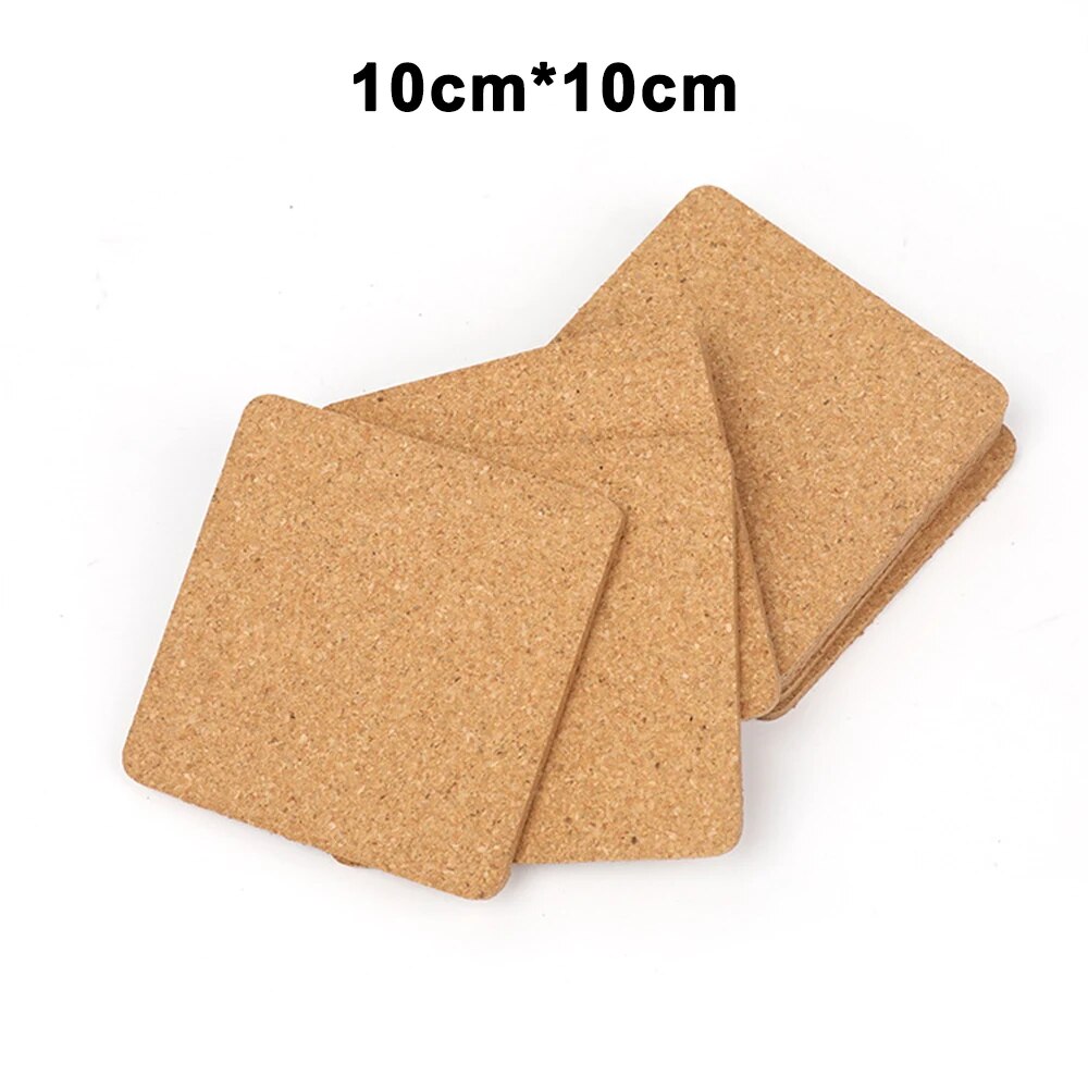 10PCS Laser Engraving Natural Cork Coasters 10cm Round Wooden Coasters