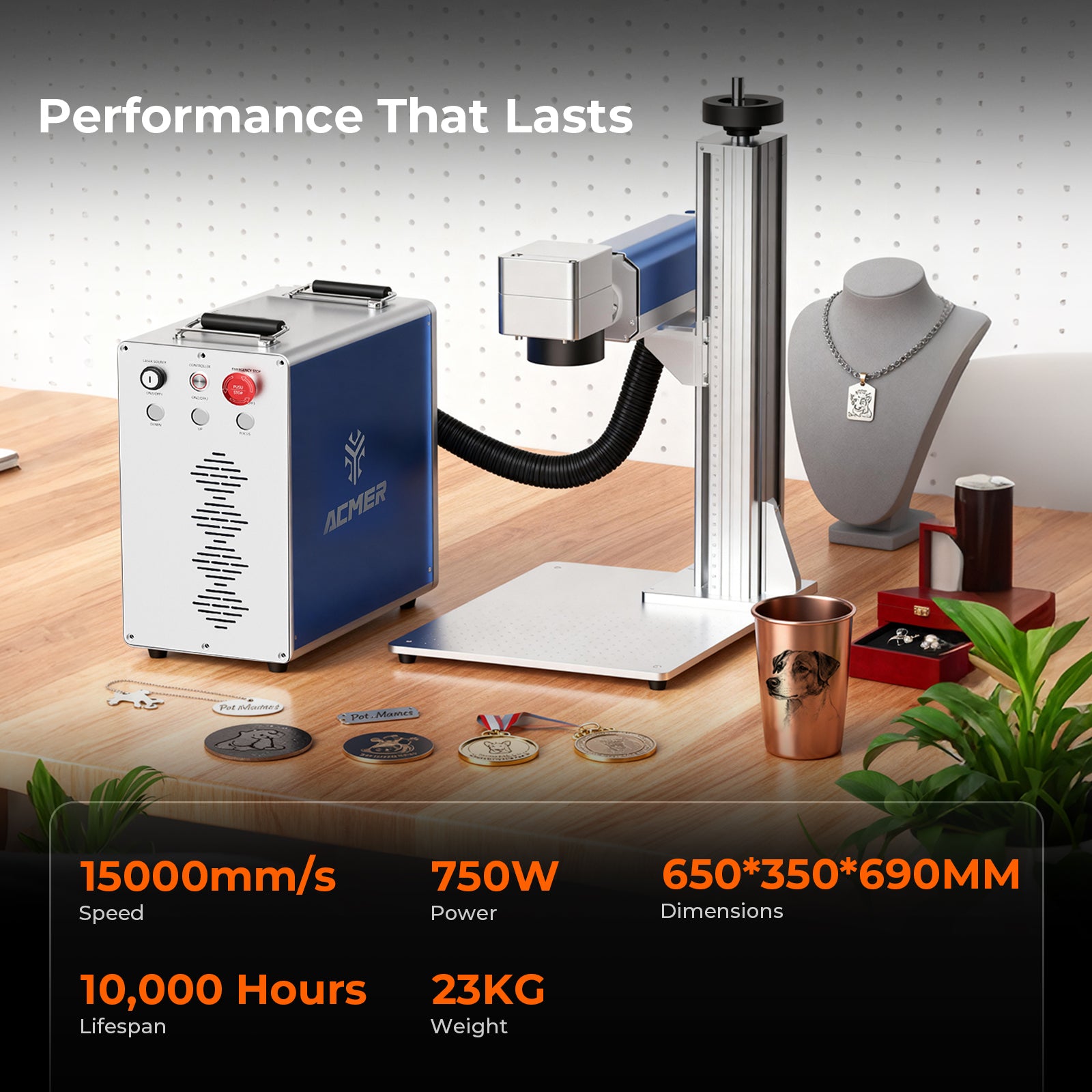 ACMER 30–100W Split Fiber Laser Engraver – High Precision Engraving & Color Marking Options