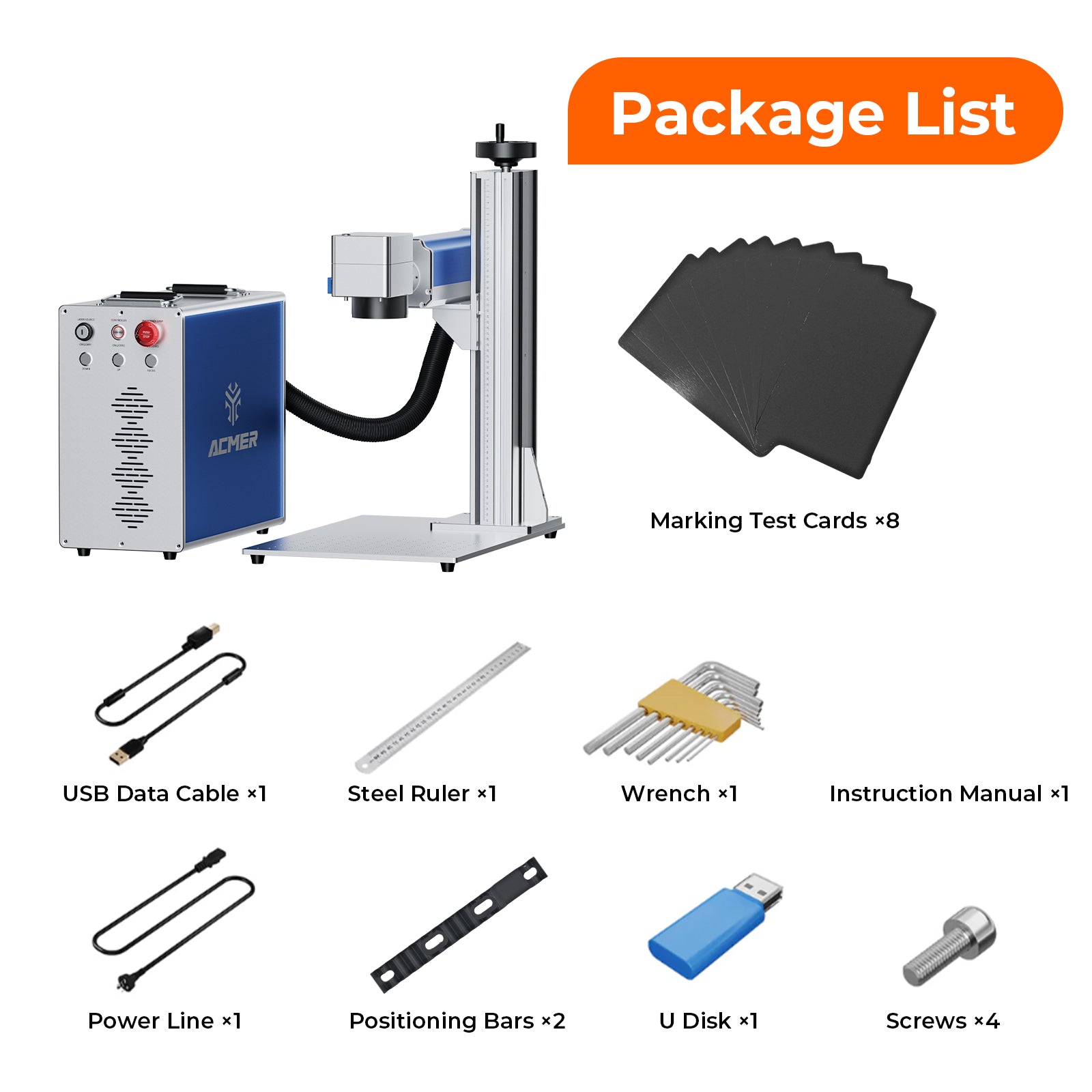 ACMER 30–100W Split Fiber Laser Engraver – High Precision Engraving & Color Marking Options