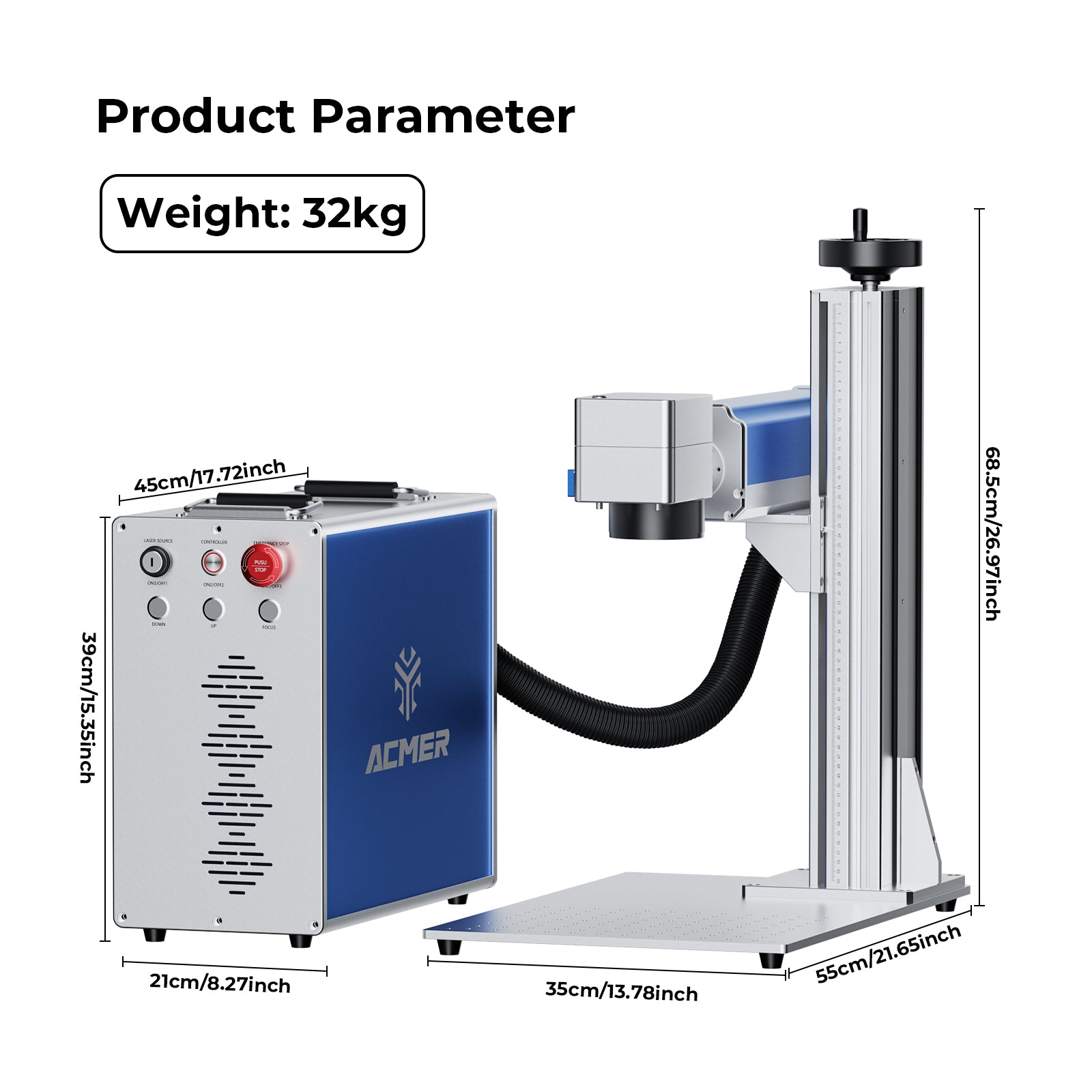 ACMER 30–100W Split Fiber Laser Engraver – High Precision Engraving & Color Marking Options