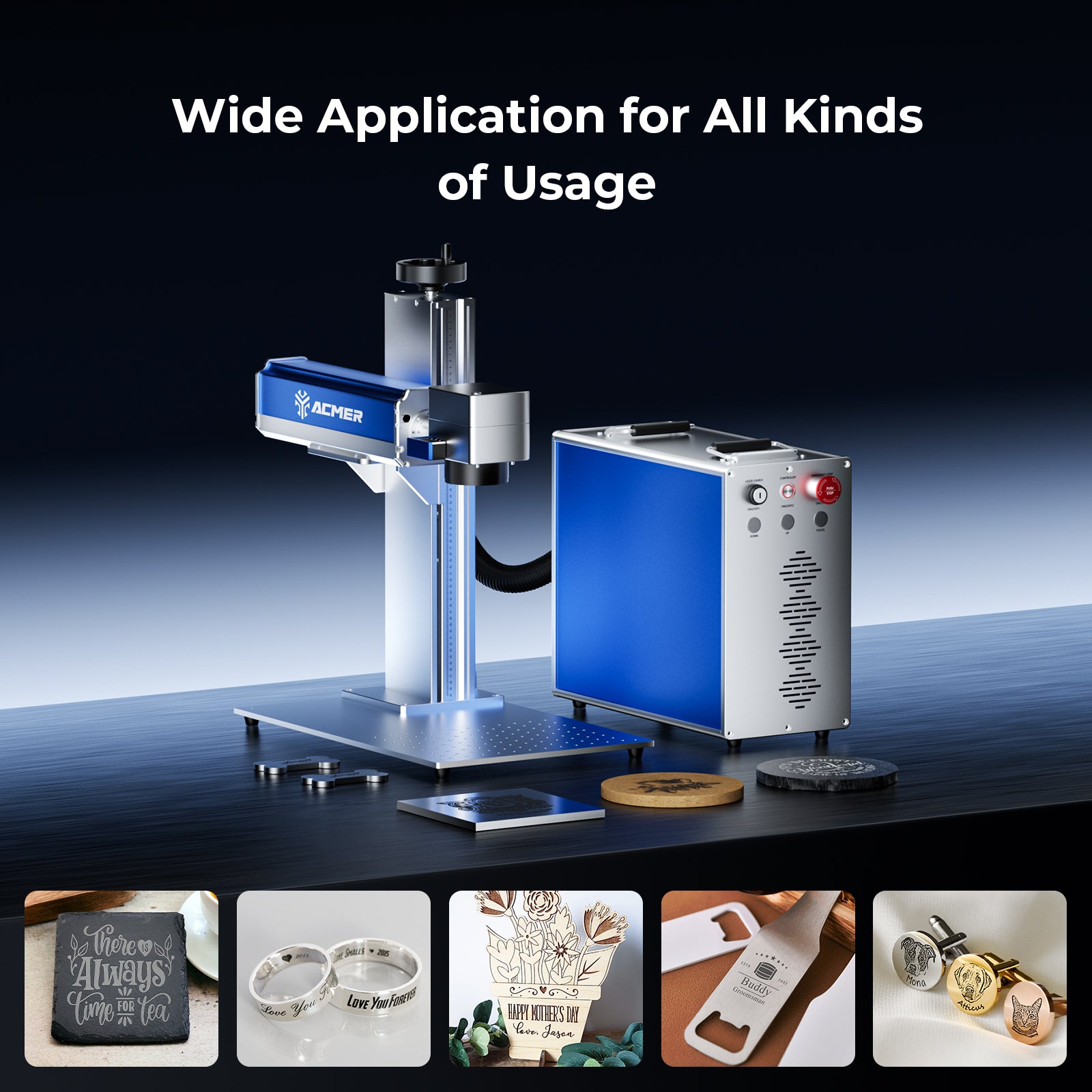 ACMER 30–100W Split Fiber Laser Engraver – High Precision Engraving & Color Marking Options