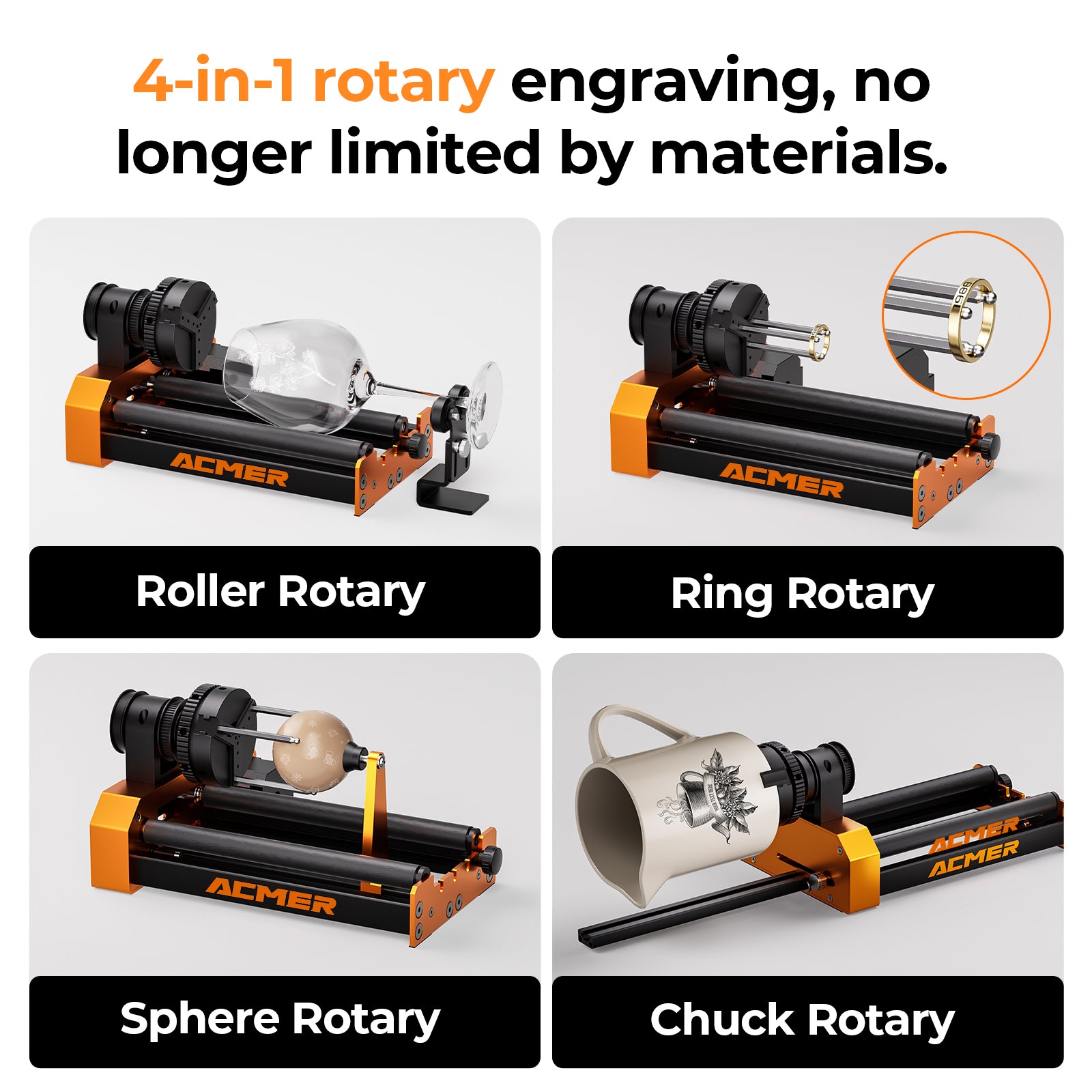 ACMER M4 4IN1 Laser Chuck Rotary Roller