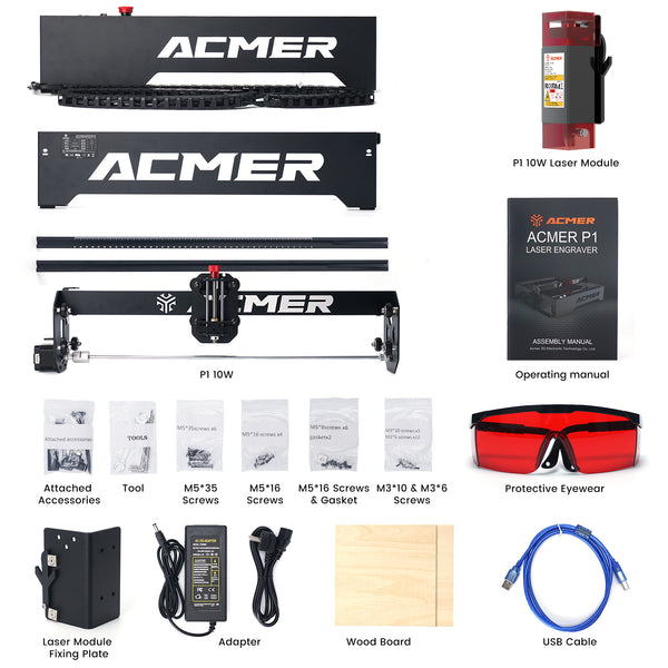 ACMER P1 10W Laser Engraver and Cutter Machine-package