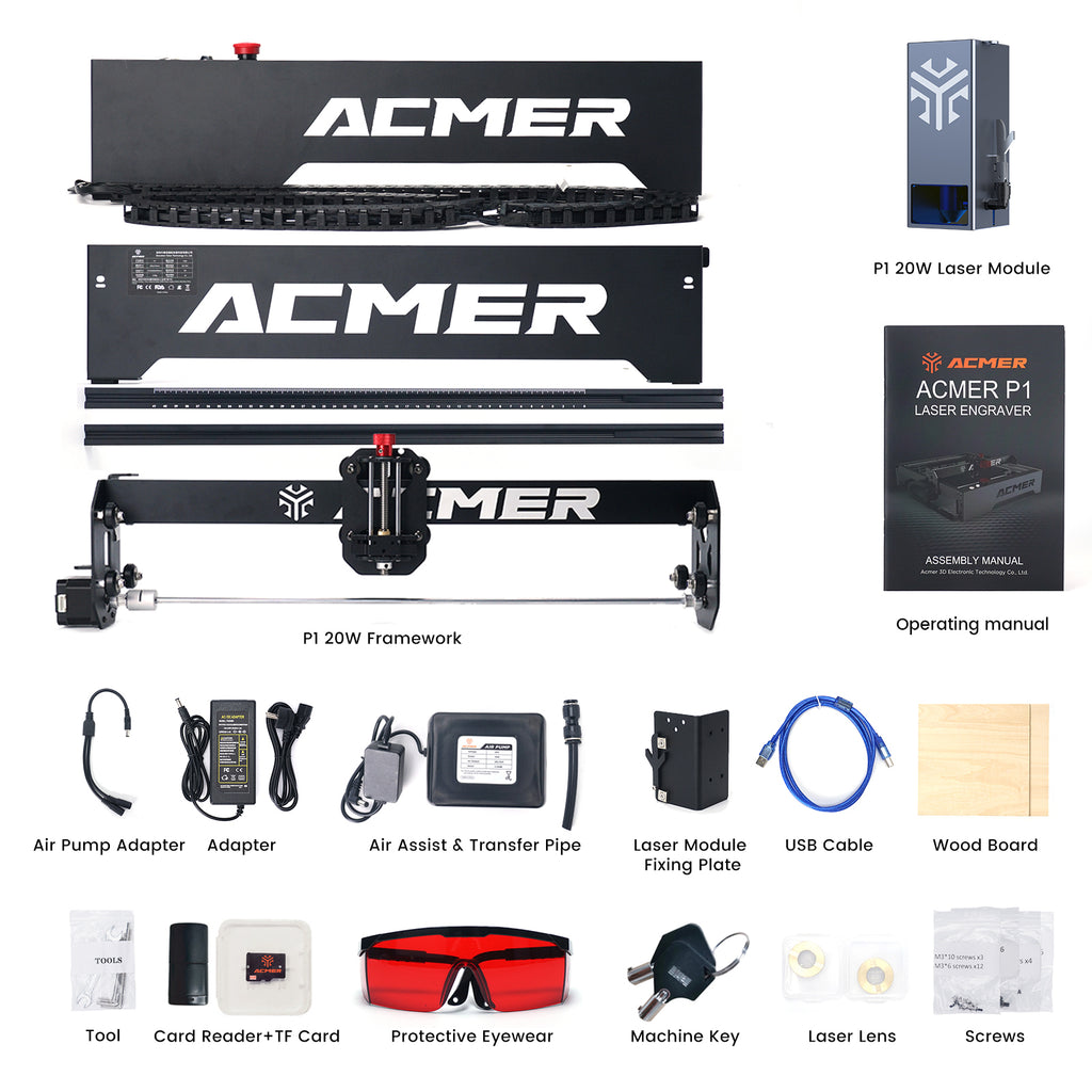 ACMER P1 20W Laser Engraver Cutter Machine-package