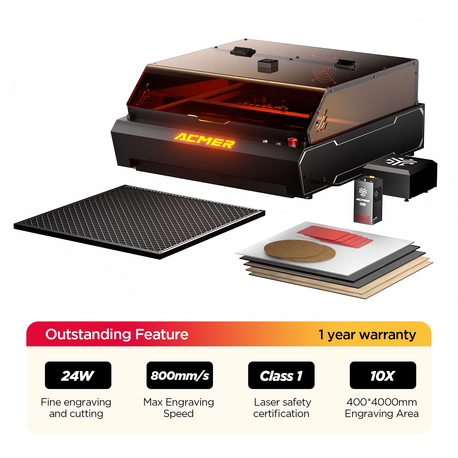 ACMER P3 IR＆Diode Enclosed Dual Laser Engraver-24W