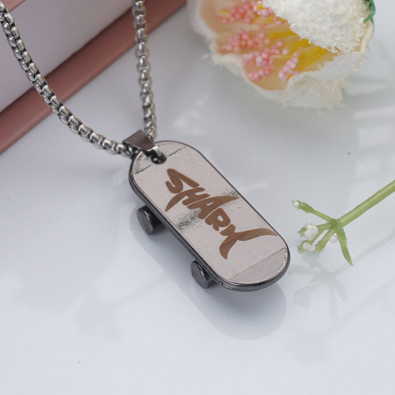 Skateboard Necklace-Engraved Gift