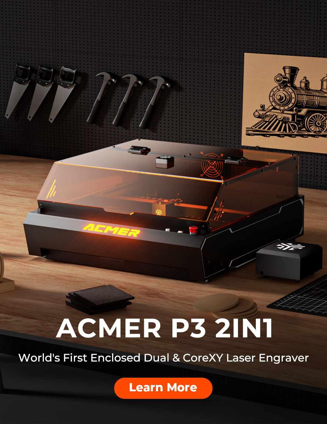 ACMER laser engraving machine-P3 2IN1 dual laser