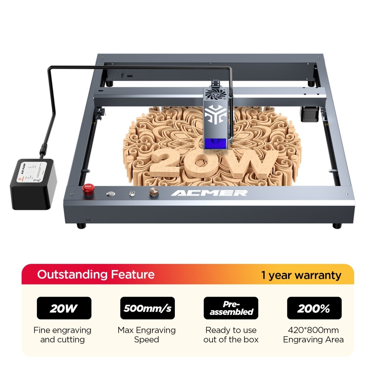 Official Refurbished - ACMER P2 20W Laser Engraver Cutting Machine - ACMER