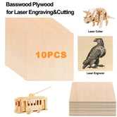 10PCS Basswood Plywood for Laser Engraving&Cutting