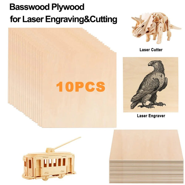 10PCS Basswood Plywood for Laser Engraving&Cutting