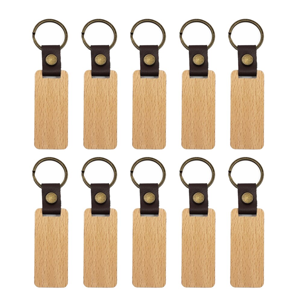 10pcs Wood Engraving Blanks Rectangle Blank Wooden Key Chain Acmer