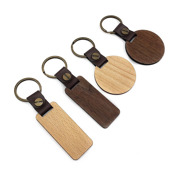 Blank Wood Keychain Mutiple Shapes Laser Engraving Material