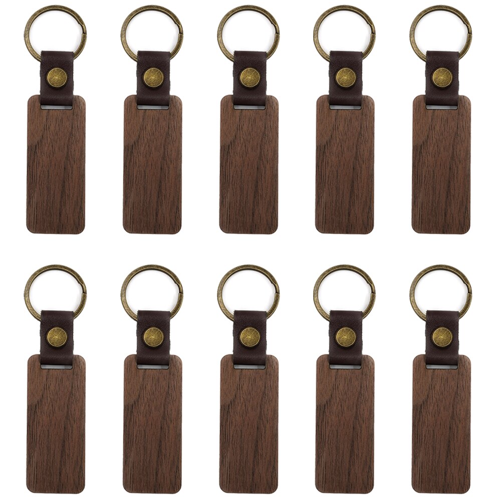 10pcs Wood Engraving Blanks Rectangle Blank Wooden Key Chain Acmer