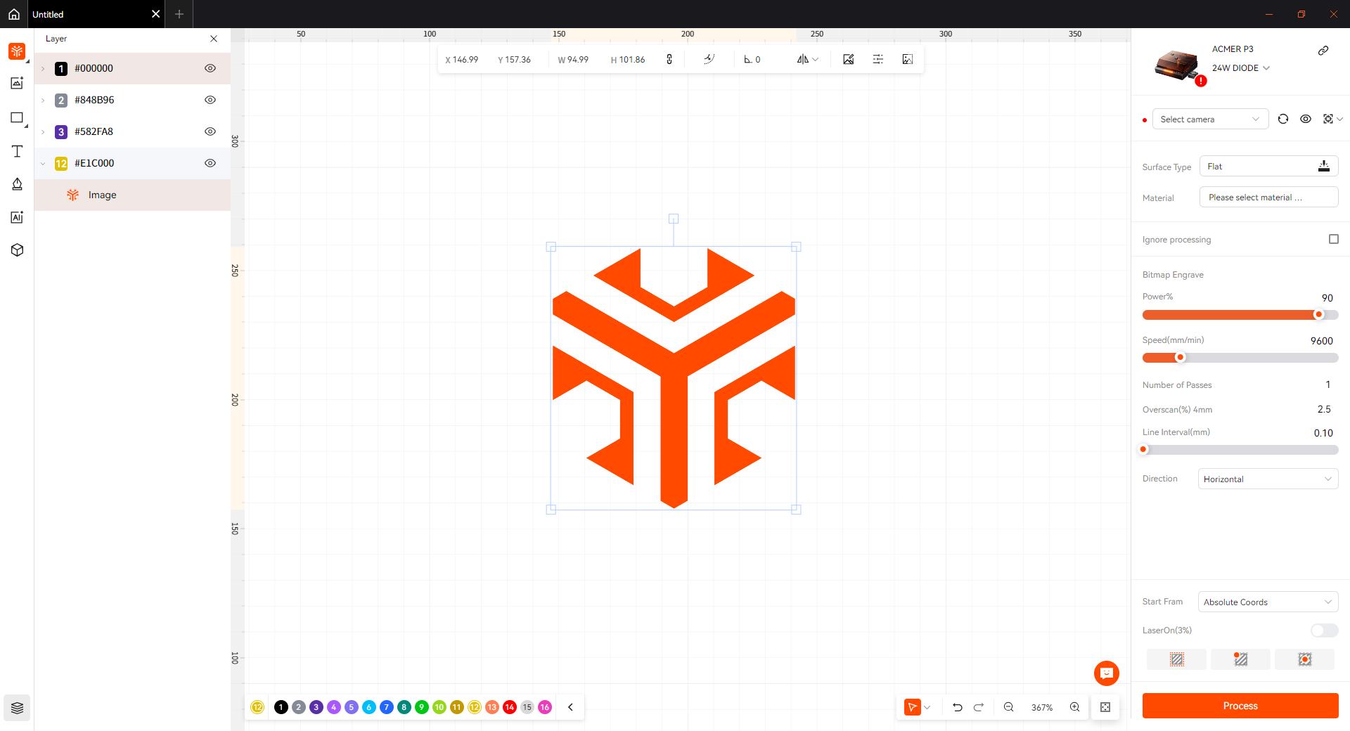 Assigning objects to color-coded layers